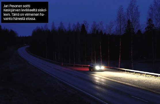 Toinen kusitauko oli Keskijärven levikkeellä. Täältä Jari Pesonen soitti siskolleen 19.8.2005 klo 00:50. Parin kilometrin ajomatkan jälkeen hänet kuristettiin Särkivaaran risteyksen kohdalla. Kuva Mikko Makkonen/Karjalainen.fi