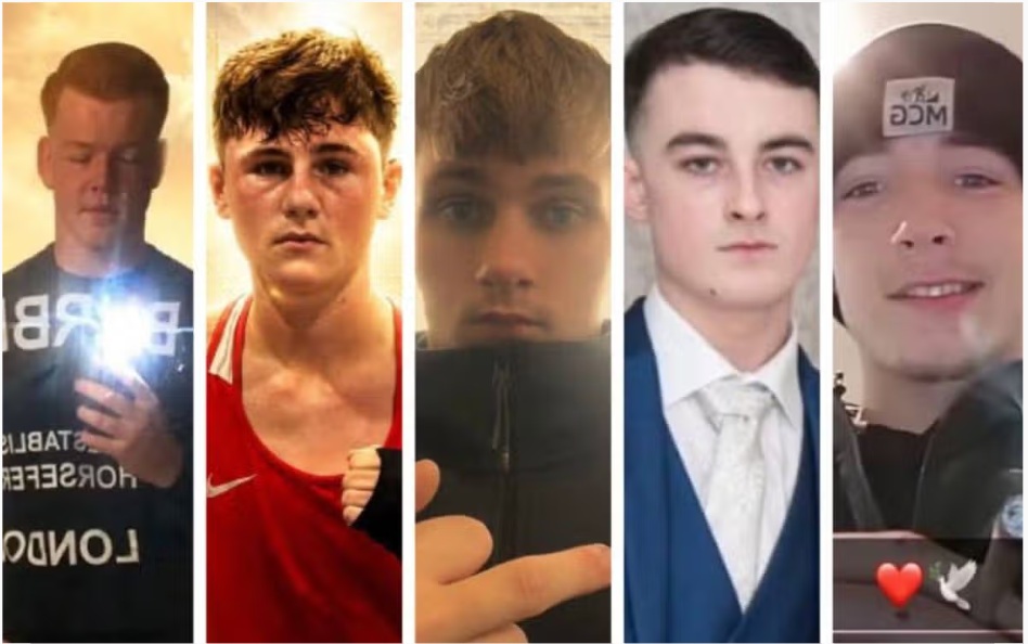 Teini-ikäisten nimet on, Jeremy O'Brien, Joey Carthy,  Kamil Pustkowski., Alex McCarthy, Jack Kennedy ja.jpg