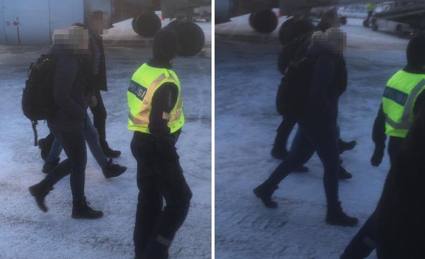 Epäilty keskellä, vaaleansinisissä farkuissa. Lukijan kuva.
