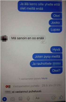 Tyttöystävän (sin.) ja uhrin viimeistä viestinvaihtoa. POLIISI