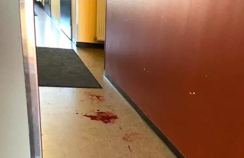 Veriläikkä Graniittitien porraskäytävässä.jpg