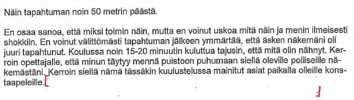 Näin todistajaksi joutunut koululaistyttö kuvaili tapahtumia puukotuksen jälkeen. Hän näki Cherchelin surmateon suoraan ja pystyi kertomaan siitä poliisille yksityiskohtaisesti.