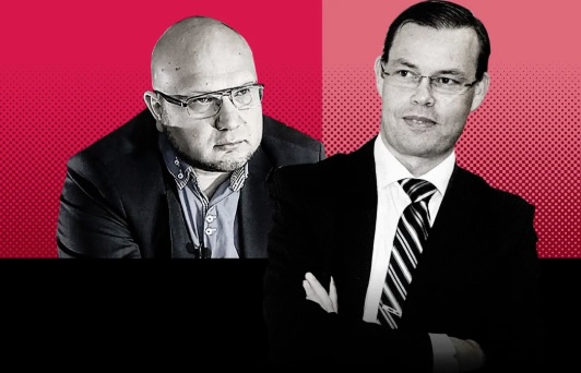 Nuorisosäätiön ex-johtajia Perttu Nousiaista (vas.) ja Aki Haaroa epäillään muun muassa lahjusten ottamisesta.Riikka Kurki / Yle