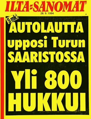 Ilta-Sanomat kertoi Estonian turmasta 28. syyskuuta 1994.