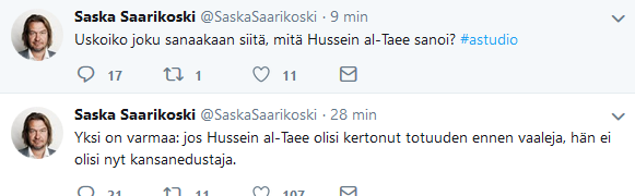 Saska Saarikoski kommentoi Al-Taeeta