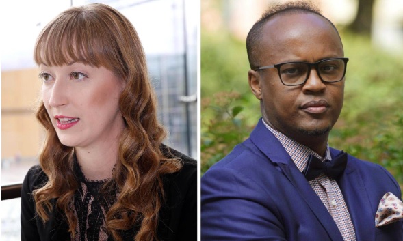 Eveliina Heinäluoma ja Abdirahim Hussein. (KUVA: SEPPO SOLMELA, IRENE STACHON / LEHTIKUVA)